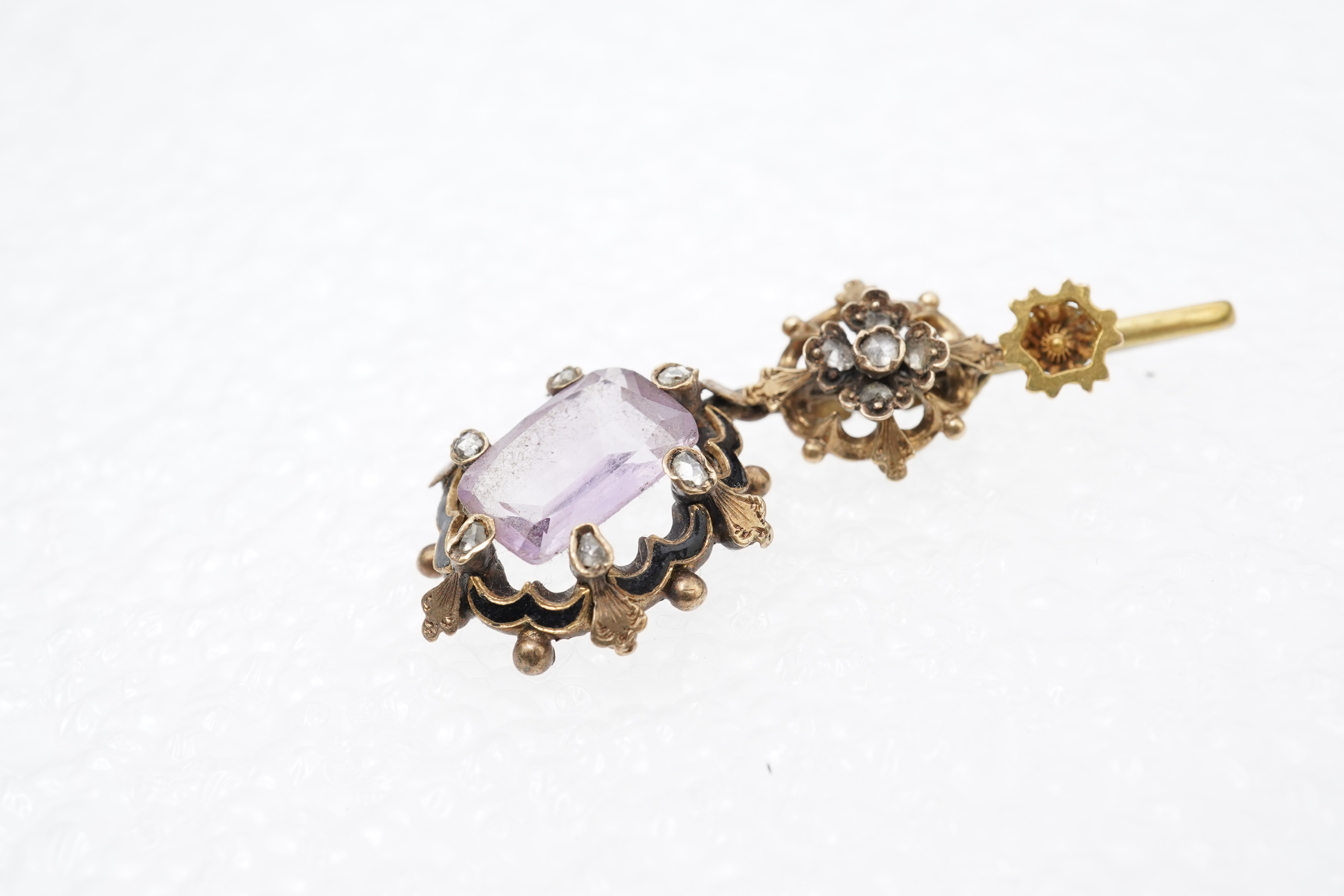 A Victorian amethyst and diamond pendant, mid 19th century composite